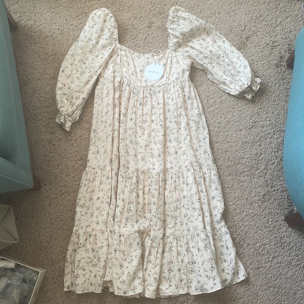 NWT Storia Pale Pink Floral MIDI Dress S